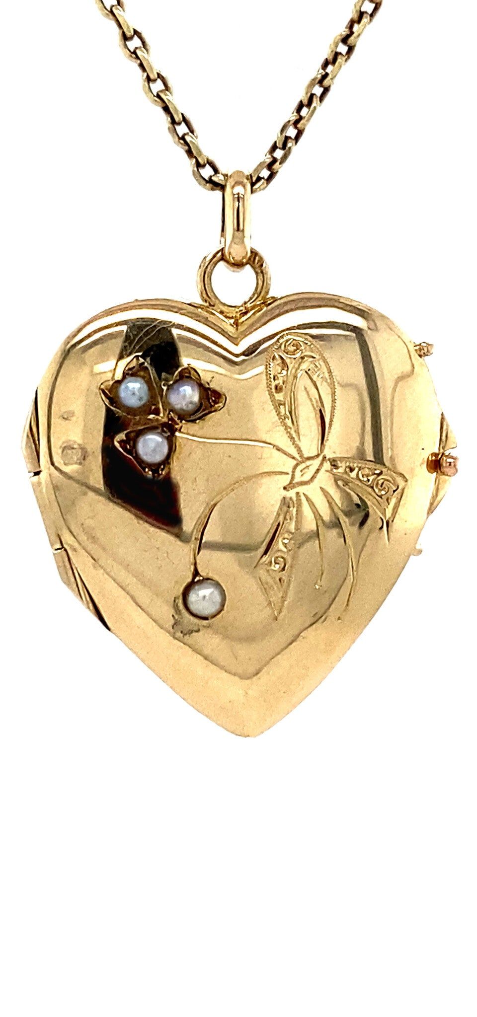 Vintage 14K Gold Locket Heart with Pearl